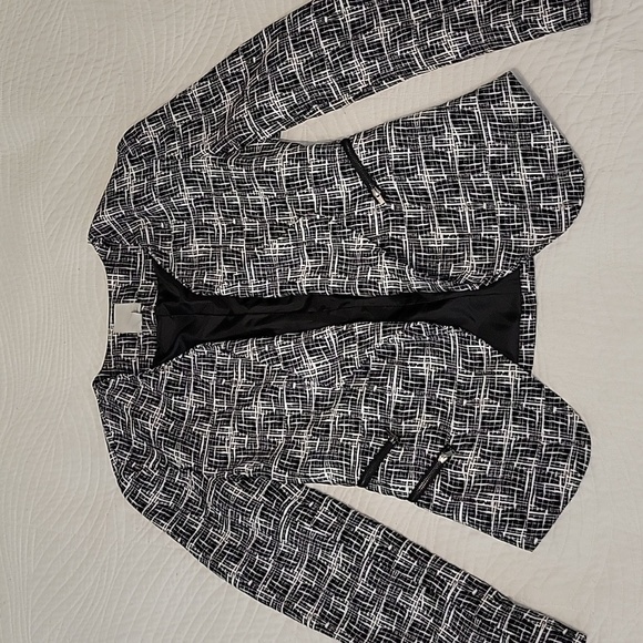 Halogen Blazer Jacket Black White Abstract Longsleeve Open Front Women's S - Picture 5 of 11